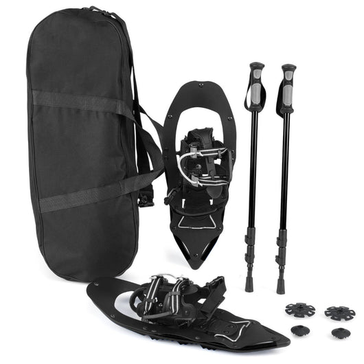Kit ciaspole da 54 cm con bastoncini telescopici regolabili leggero per esplorazioni invernali alluminio nero 20_0018276