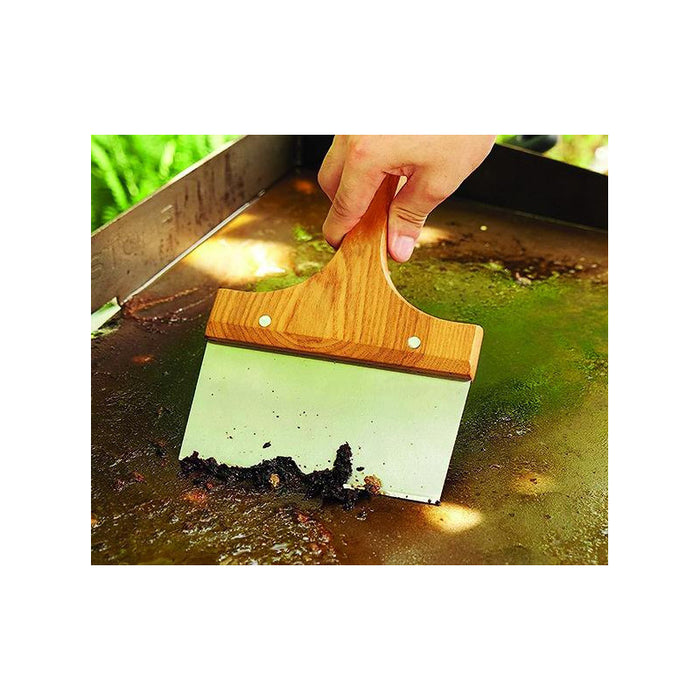 Raschietto per barbecue Sandri, inox manico legno, 24x15,5 cm