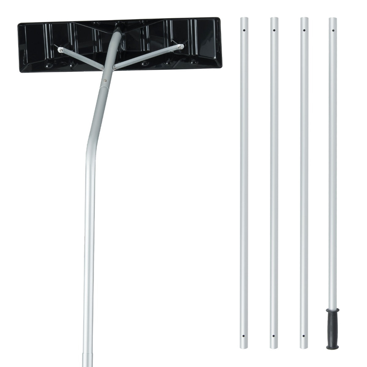 Raschietto neve tetto regolabile 224-583 cm antiscivolo, Raschietto neve tetto auto rimozione neve foglie Argento-Utensili