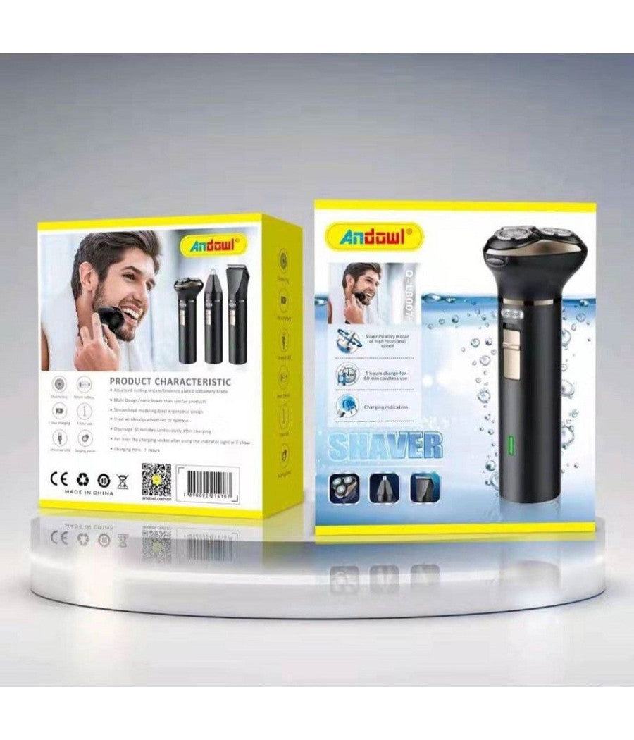 Rasoio 3in1 Clipper Rifinitore Peli Naso Barba Q-l8007 Batteria Ricaricabile Usb         