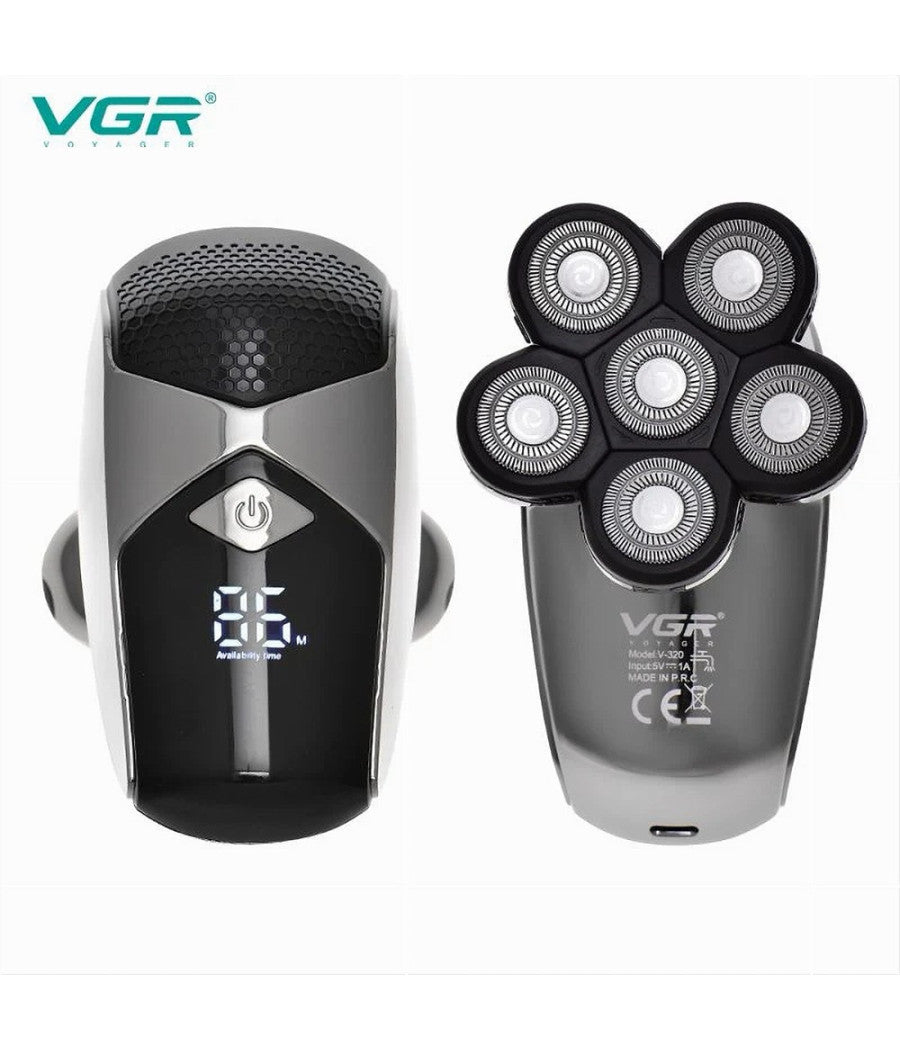 Rasoio 5in1 Led Elettrico Cordless Usb Ricaricabile Ipx6 Impermeabile Vgr V-320         