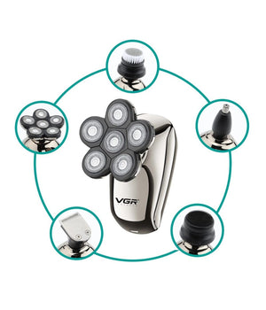 Rasoio 5in1 Led Elettrico Cordless Usb Ricaricabile Ipx6 Impermeabile Vgr V-320         