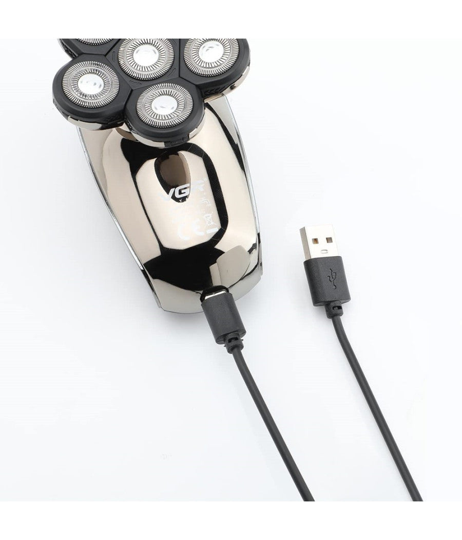 Rasoio 5in1 Led Elettrico Cordless Usb Ricaricabile Ipx6 Impermeabile Vgr V-320         