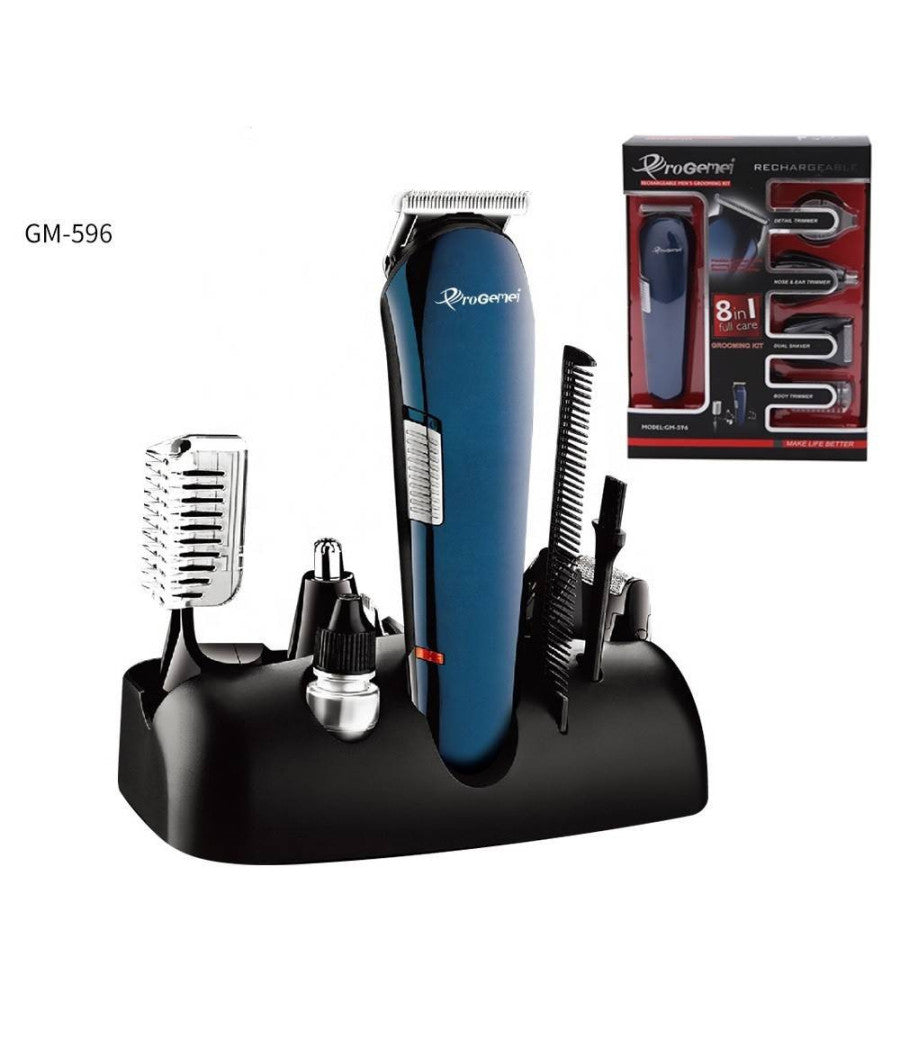 Rasoio 8in1 Gm596 Batteria Ricaricabile Trimmer Kit Cura Uomo Tagliacapelli Barba         