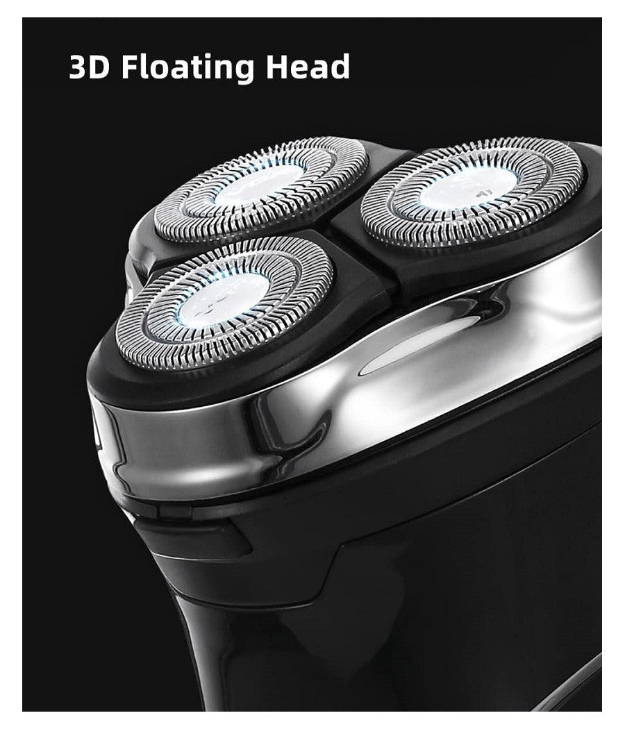 Rasoio A Triple Testine Rotanti Trimmer Barba Cordless Impermeabile Display V318         