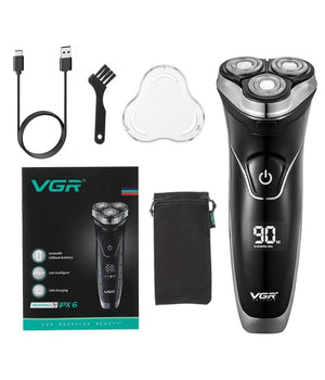 Rasoio A Triple Testine Rotanti Trimmer Barba Cordless Impermeabile Display V318         