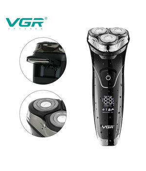 Rasoio A Triple Testine Rotanti Trimmer Barba Cordless Impermeabile Display V318         