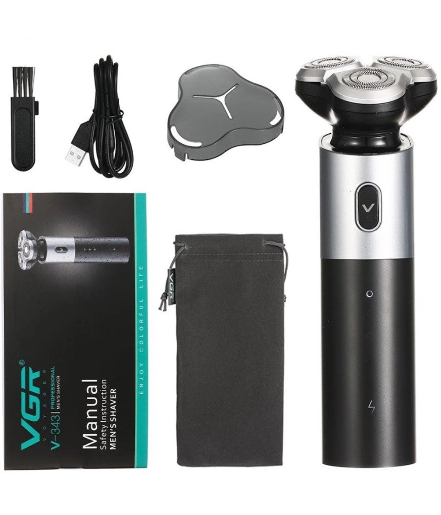 Rasoio Elettrico 3 Teste Rotanti Barba Cordless Usb Rifinitore Impermeabile V343         