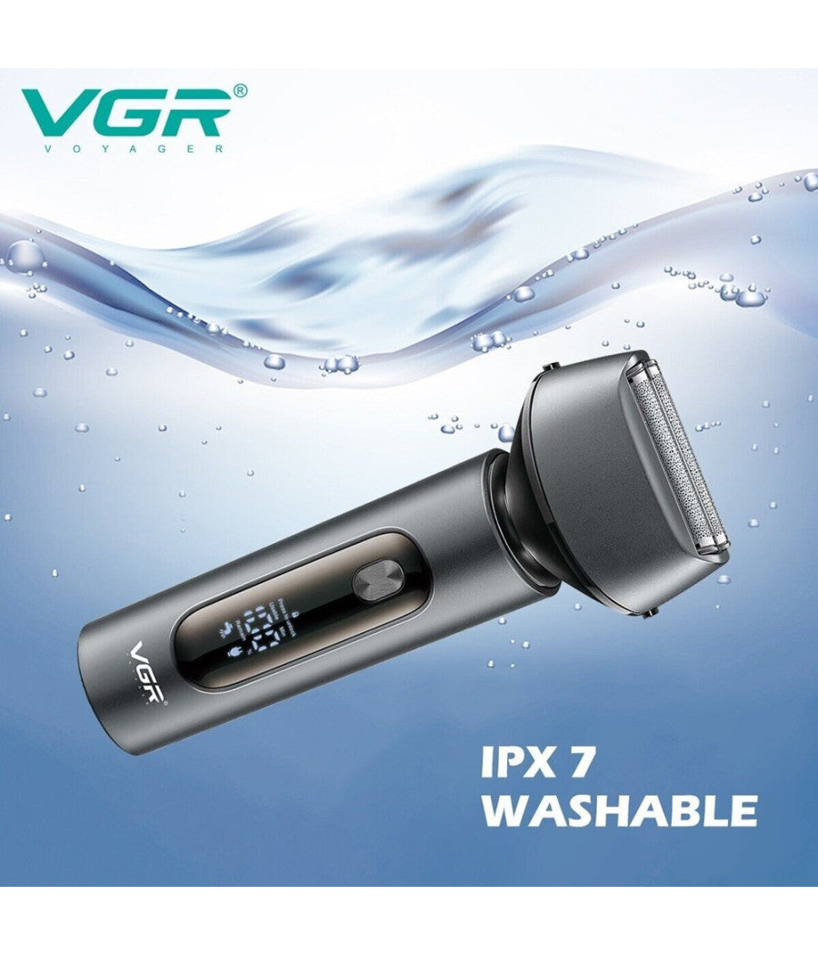 Rasoio Elettrico Barba Trimmer Professionale Ricaricabile Ipx7 Lavabile Vgr V-381         