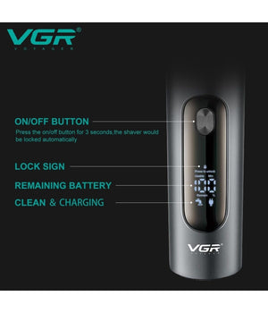Rasoio Elettrico Barba Trimmer Professionale Ricaricabile Ipx7 Lavabile Vgr V-381         