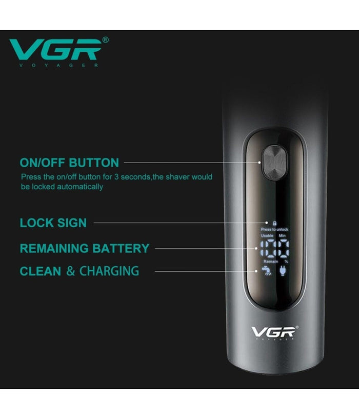Rasoio Elettrico Barba Trimmer Professionale Ricaricabile Ipx7 Lavabile Vgr V-381         