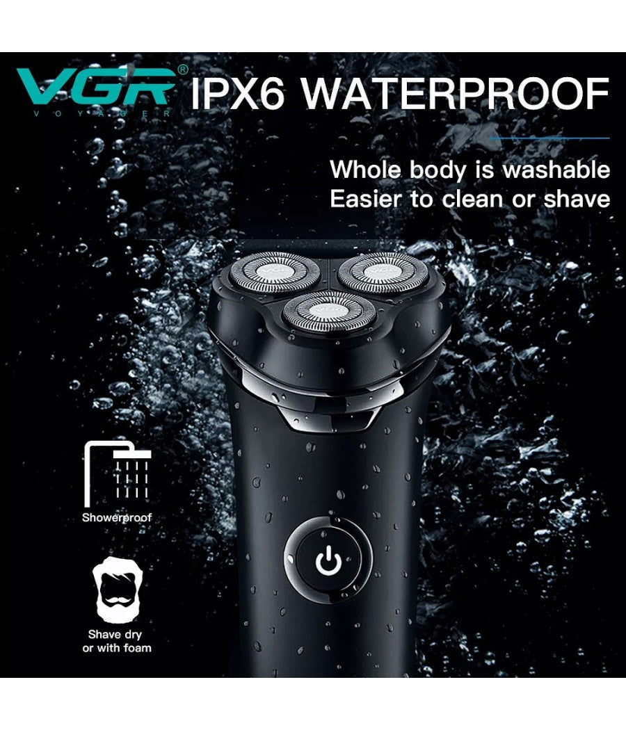 Rasoio Elettrico Barba Trimmer Rotante Tripla Lama Impermeabile Carica Usb V-319         