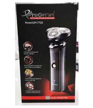 Rasoio Elettrico Gm7728 A Batteria 3 Testine Professionale Barba Capelli Cordless         