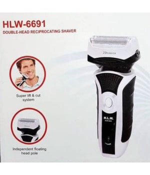 Rasoio Elettrico Hlw-6691 Ricaricabile 2 Testine Lama Acciaio Barba Baffi         