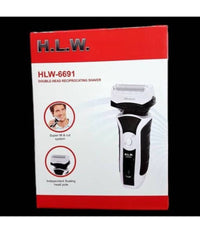 Rasoio Elettrico Hlw-6691 Ricaricabile 2 Testine Lama Acciaio Barba Baffi         
