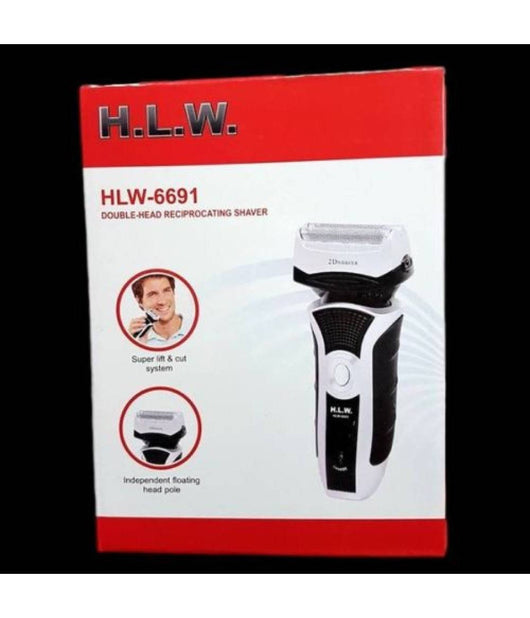 Rasoio Elettrico Hlw-6691 Ricaricabile 2 Testine Lama Acciaio Barba Baffi         