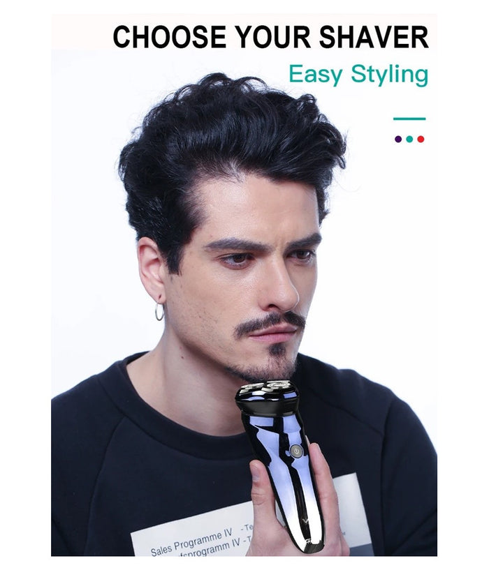 Rasoio Elettrico Impermeabile Regolabarba Senza Fili Batteria Ricaricabile V-305         