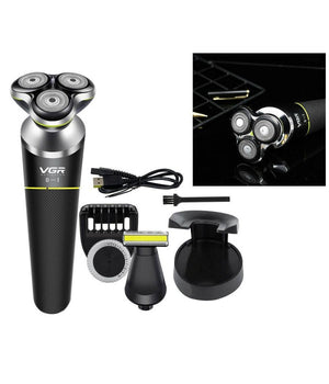 Rasoio Elettrico Per Barba E Capelli Senza Fili Impermeabile 3 Testine Vgr V-308         