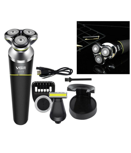 Rasoio Elettrico Per Barba E Capelli Senza Fili Impermeabile 3 Testine Vgr V-308         