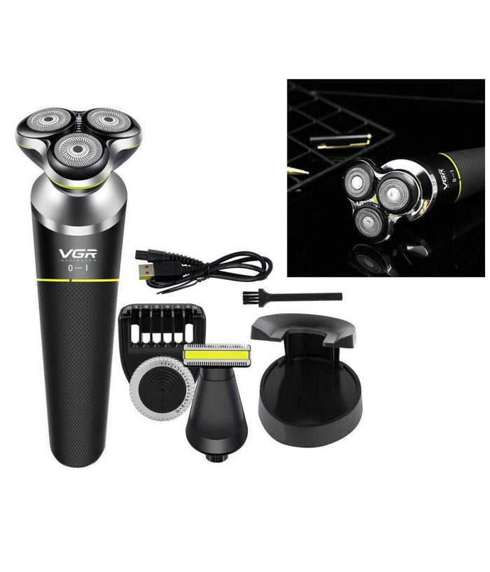 Rasoio Elettrico Per Barba E Capelli Senza Fili Impermeabile 3 Testine Vgr V-308         