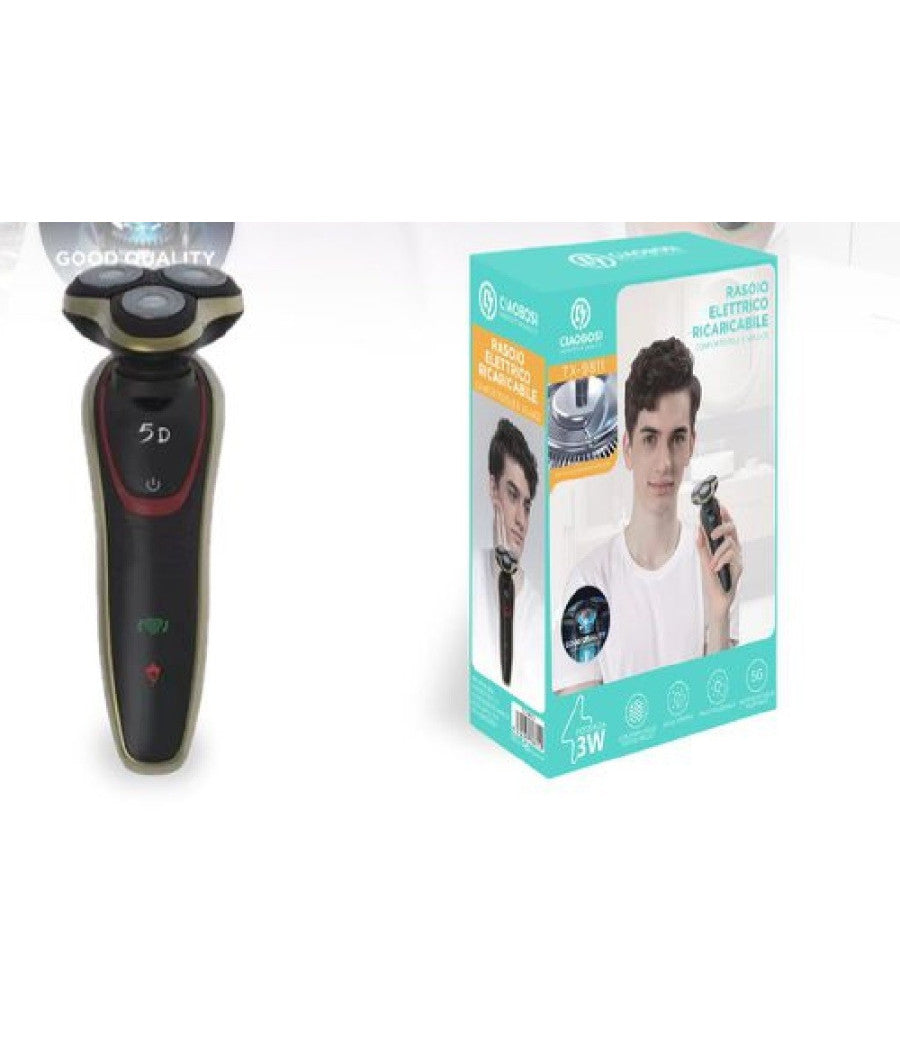 Rasoio Elettrico Ricaricabile 3 Testine 5d Barba Uomo Impermeabile 3watt Tx-9811         