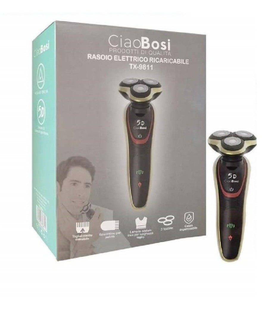 Rasoio Elettrico Ricaricabile 3 Testine 5d Barba Uomo Impermeabile 3watt Tx-9811         