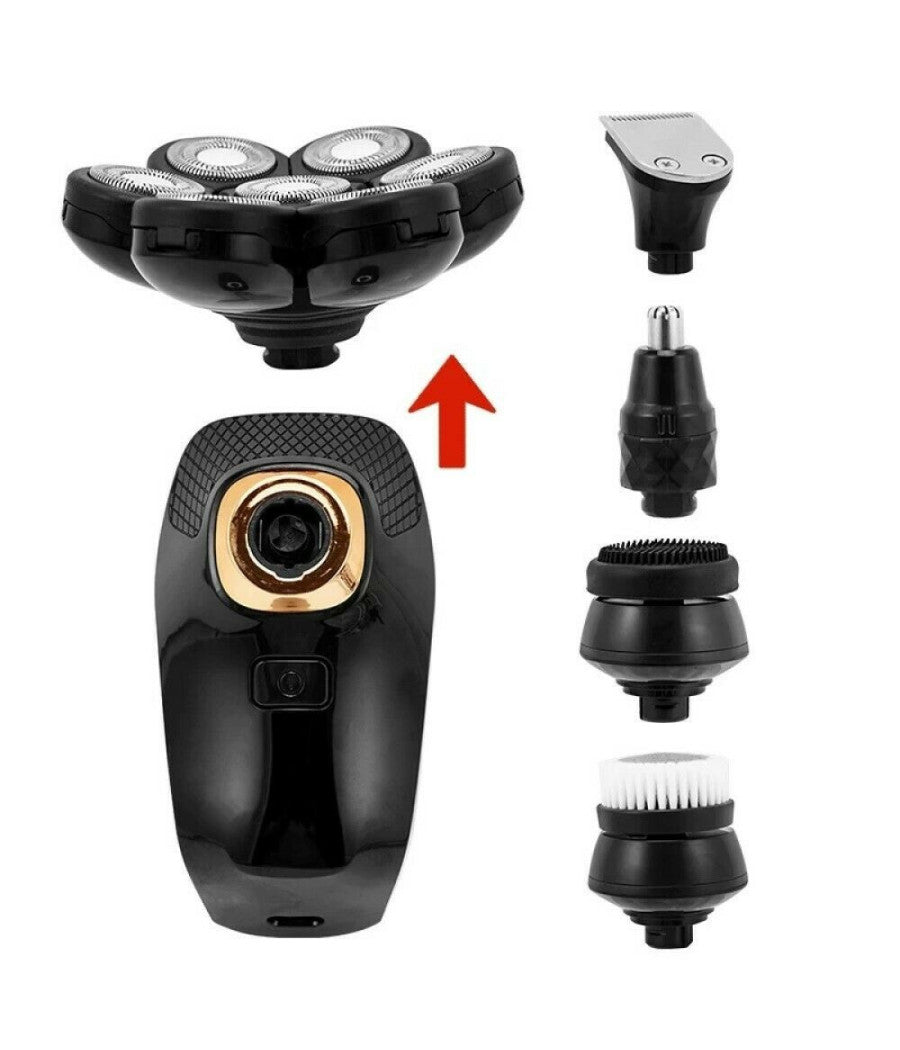 Rasoio Elettrico Ricaricabile 5 In 1 7 Testine Rotanti Barba Testa Naso Tx-8267         