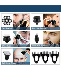 Rasoio Elettrico Ricaricabile 5 In 1 7 Testine Rotanti Barba Testa Naso Tx-8267         