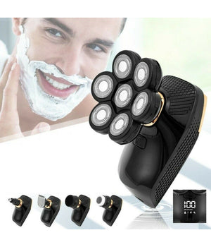 Rasoio Elettrico Ricaricabile 5 In 1 7 Testine Rotanti Barba Testa Naso Tx-8267         