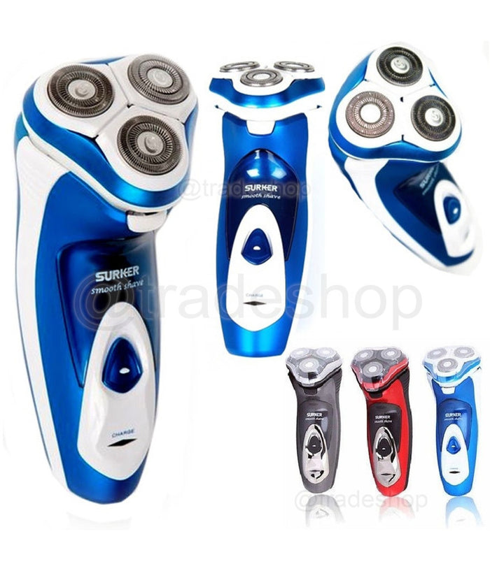 Rasoio Elettrico Ricaricabile Viso Barba Baffi Regolazione Peli 3 Testine         