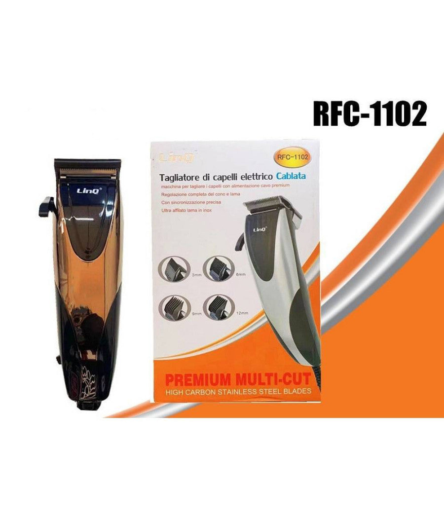 Rasoio Elettrico Taglia Capelli Regola Barba Baffi Basette Rfc-1102 4 Pettini Guida         