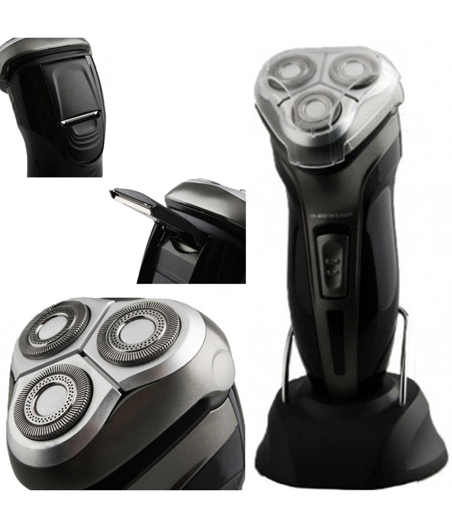 Rasoio Elettrico Uomo 3 Testine Ricaricabile Regola Taglia Barba Baffi Basette         