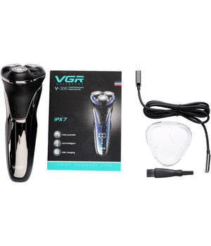 Rasoio Elettrico Uomo A 3 Teste Usb Display Lcd Batteria Ricaricabile Ipx7 V-306         