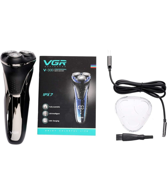 Rasoio Elettrico Uomo A 3 Teste Usb Display Lcd Batteria Ricaricabile Ipx7 V-306         