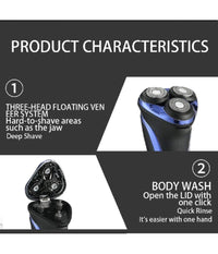 Rasoio Elettrico Uomo A 3 Teste Usb Display Lcd Batteria Ricaricabile Ipx7 V-306         