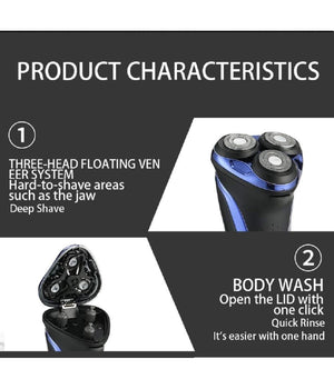 Rasoio Elettrico Uomo A 3 Teste Usb Display Lcd Batteria Ricaricabile Ipx7 V-306         
