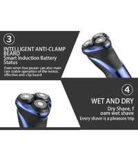 Rasoio Elettrico Uomo A 3 Teste Usb Display Lcd Batteria Ricaricabile Ipx7 V-306         