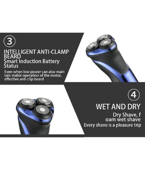 Rasoio Elettrico Uomo A 3 Teste Usb Display Lcd Batteria Ricaricabile Ipx7 V-306         
