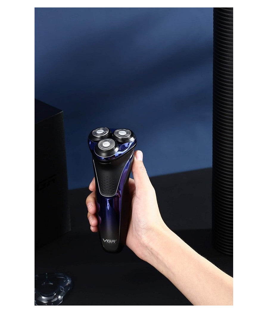 Rasoio Elettrico Uomo A 3 Teste Usb Display Lcd Batteria Ricaricabile Ipx7 V-306         