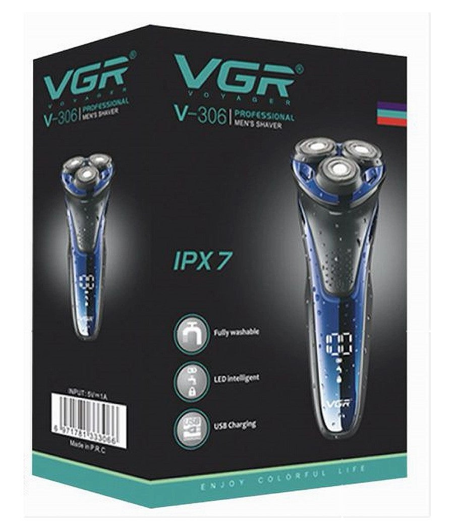 Rasoio Elettrico Uomo A 3 Teste Usb Display Lcd Batteria Ricaricabile Ipx7 V-306         