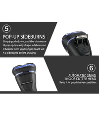Rasoio Elettrico Uomo A 3 Teste Usb Display Lcd Batteria Ricaricabile Ipx7 V-306         
