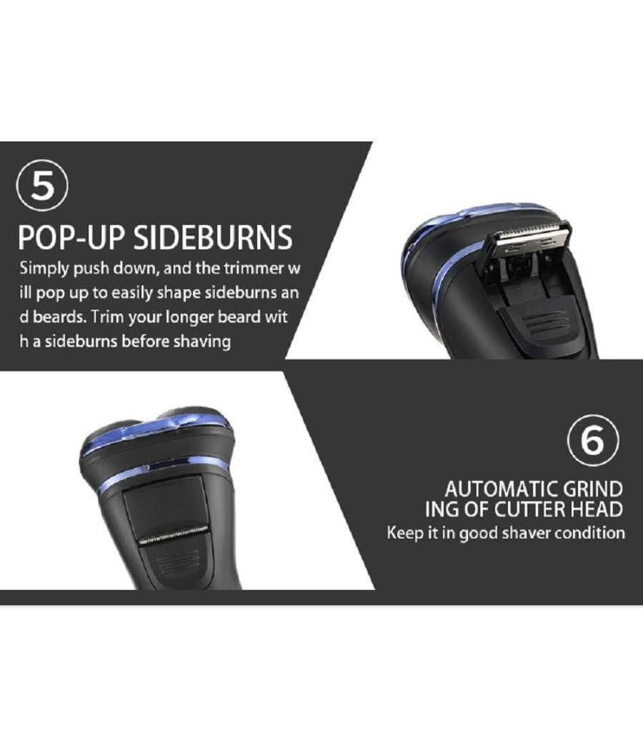 Rasoio Elettrico Uomo A 3 Teste Usb Display Lcd Batteria Ricaricabile Ipx7 V-306         