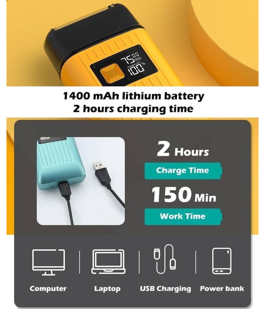 Rasoio Elettrico Uomo Per Barba Capelli Corpo Doppia Testina Indipendente Vgr357         