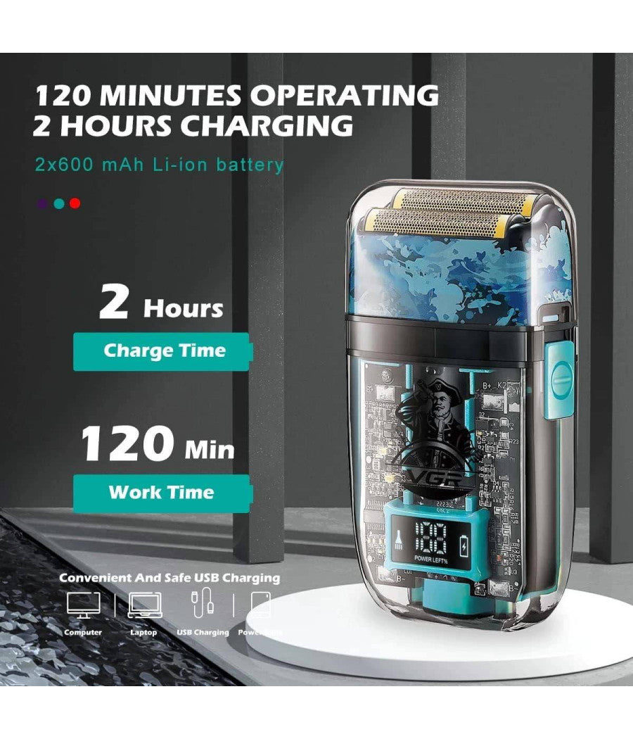 Rasoio Elettrico Uomo Per Barba Capelli Corpo Professionale Regolabarba Vgr 352         