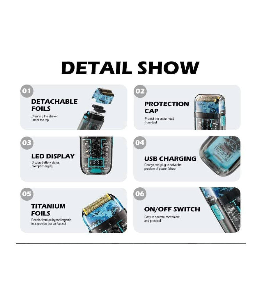 Rasoio Elettrico Uomo Per Barba Capelli Corpo Professionale Regolabarba Vgr 352         