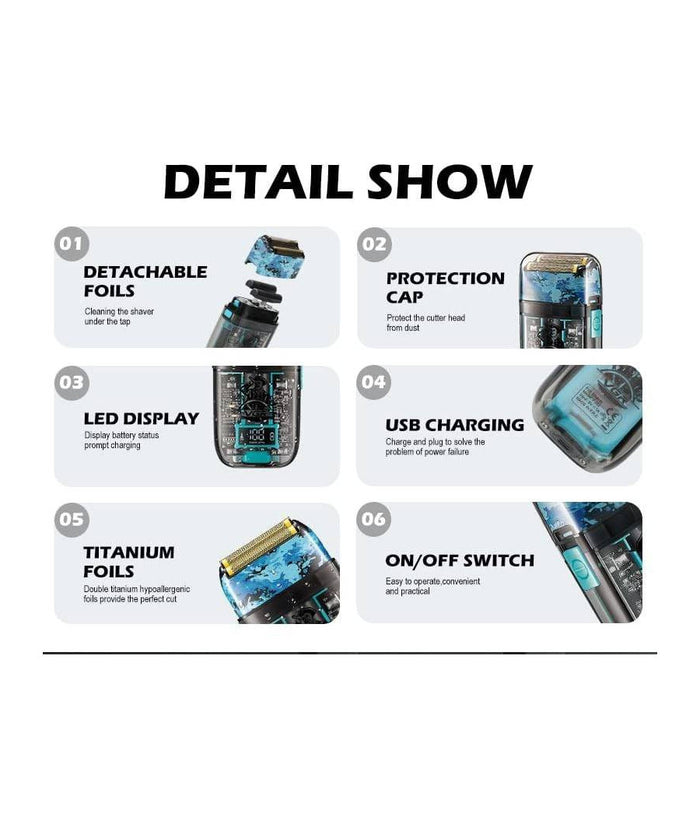 Rasoio Elettrico Uomo Per Barba Capelli Corpo Professionale Regolabarba Vgr 352         