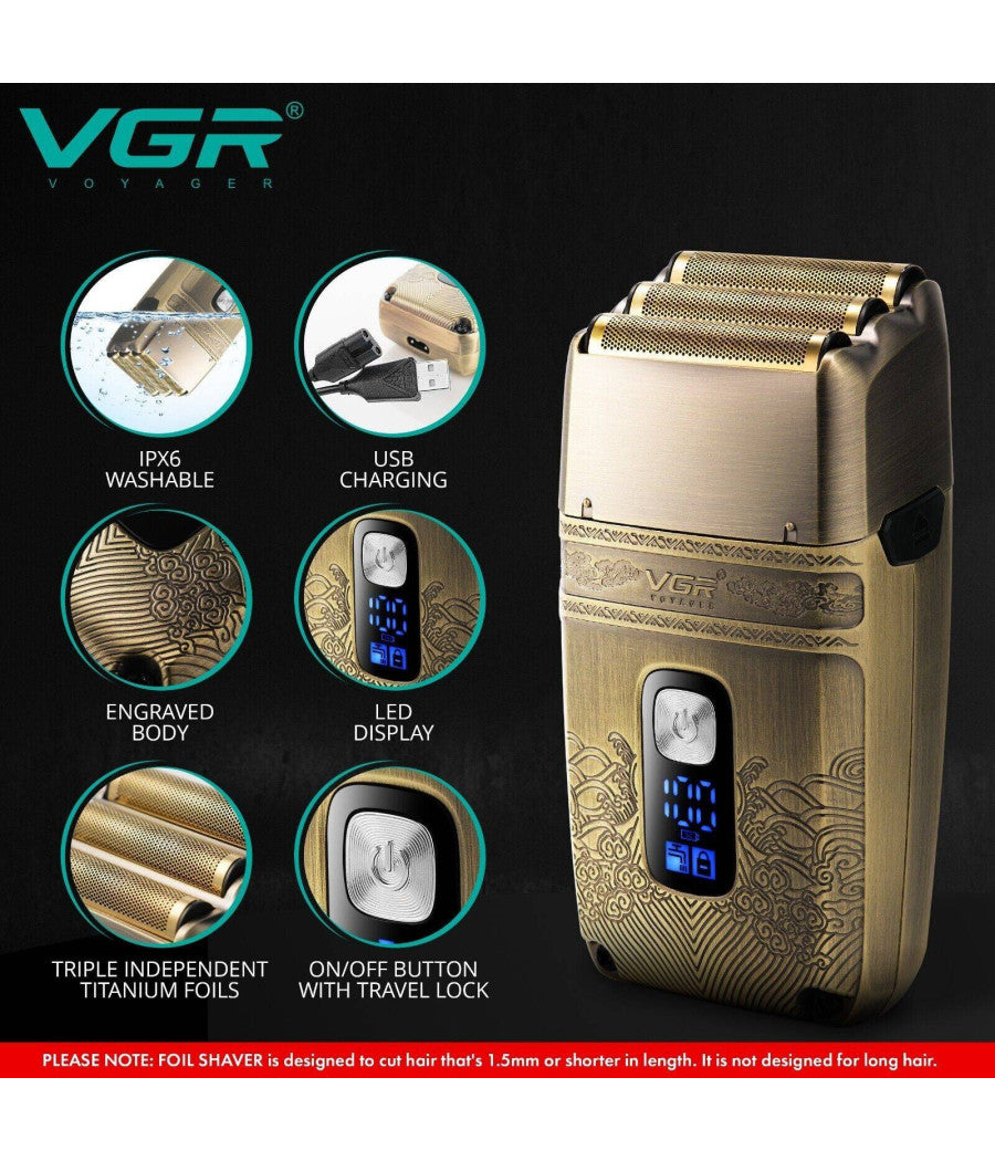 Rasoio Elettrico Uomo Per Barba Capelli Corpo Tripla Testina Indipendente Vgr335         