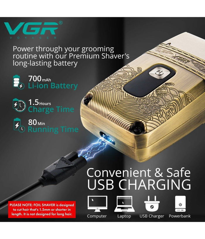 Rasoio Elettrico Uomo Per Barba Capelli Corpo Tripla Testina Indipendente Vgr335         