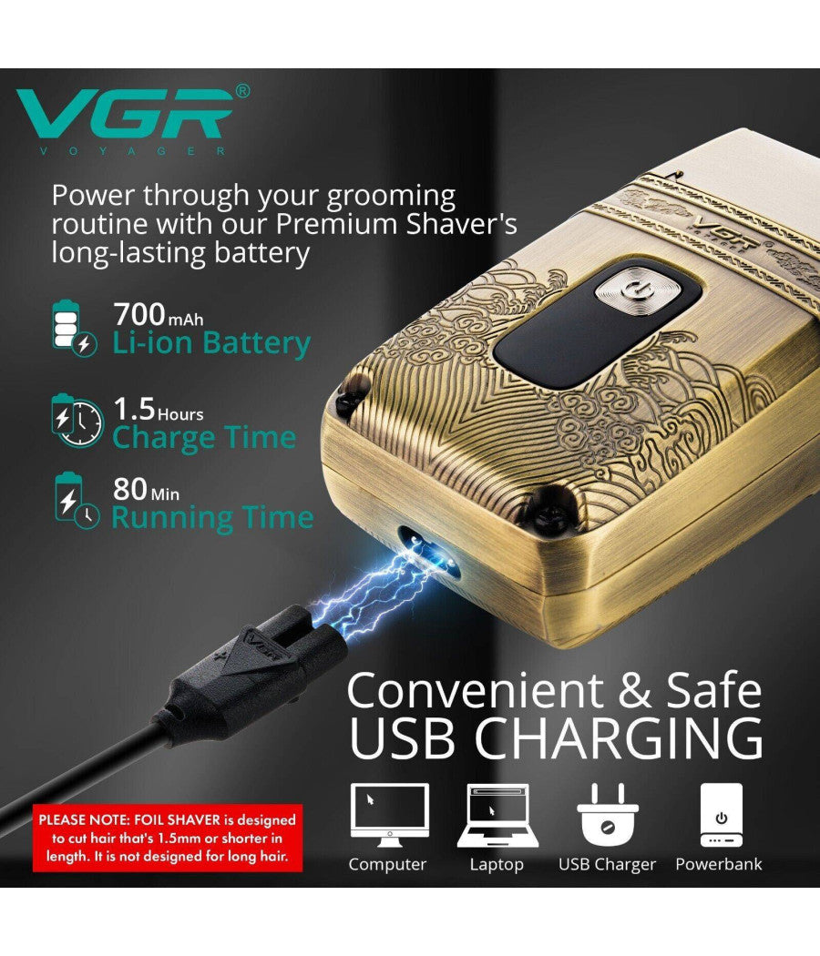 Rasoio Elettrico Uomo Per Barba Capelli Corpo Tripla Testina Indipendente Vgr335         