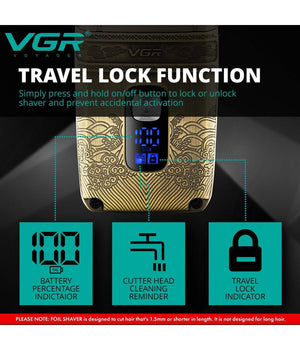 Rasoio Elettrico Uomo Per Barba Capelli Corpo Tripla Testina Indipendente Vgr335         
